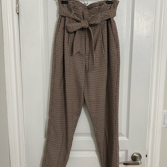 H&M Paper-bag Houndstooth Pants - Picture 2 of 6